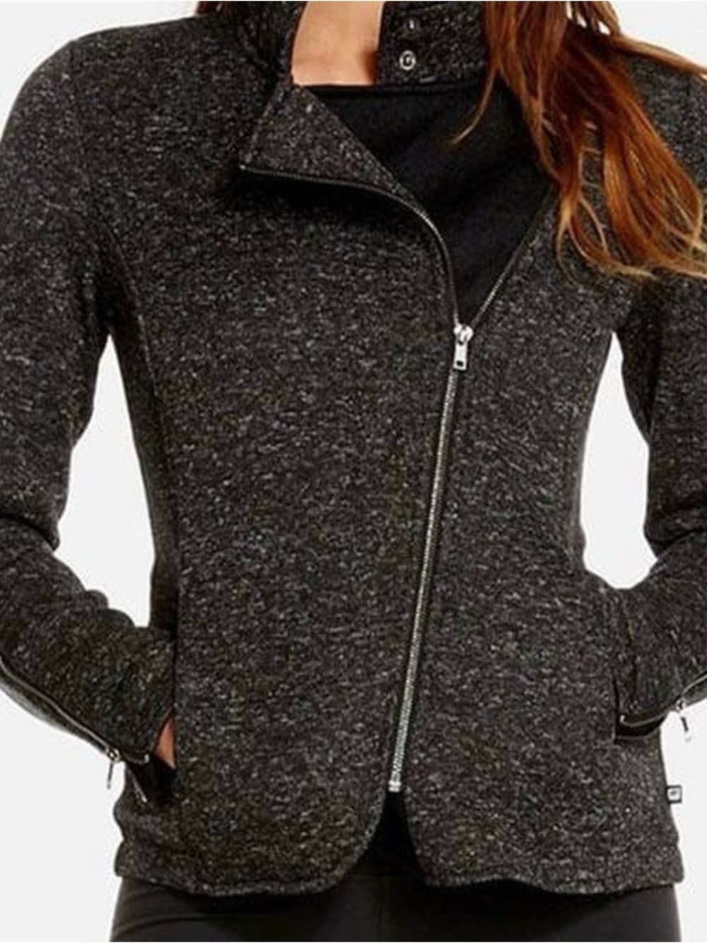Womens Charcoal Asymmetric Zip Jacket - Fabletics